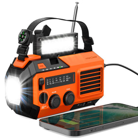 FosPower front view showing radio controls and bright orange housing for visibility