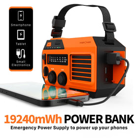 FosPower hand crank folded and extended illustrating manual power generation benefit