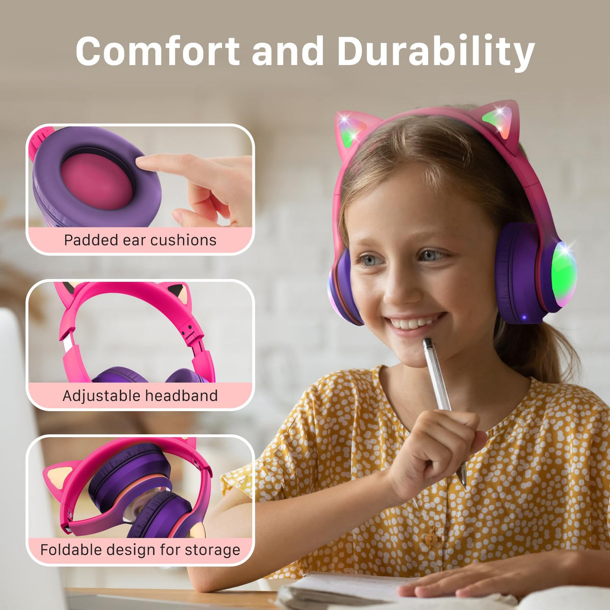 FosPower headphones wired option with 3.5 mm cable for classroom use