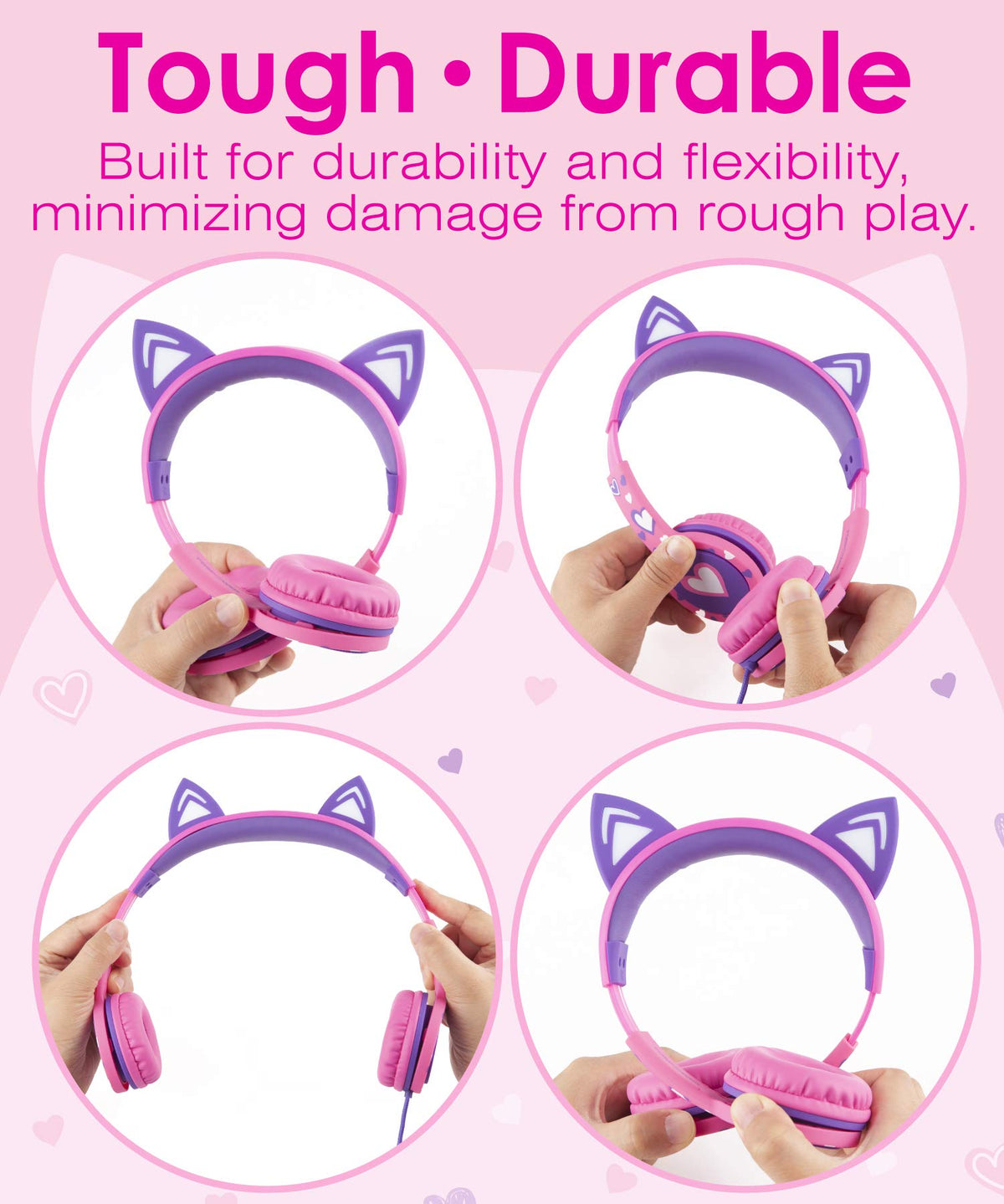 FosPower Kids Headphones with 3.5mm wired cable for universal device compatibility