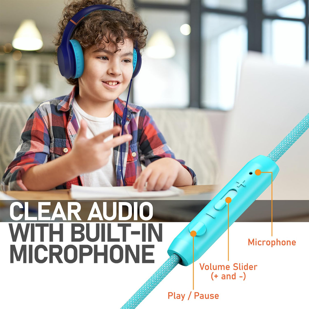 FosPower Kids Headphones with 85dB limit to protect young ears