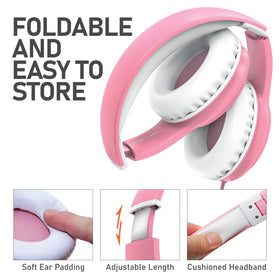 FosPower Kids Headphones adjustable headband for growing heads comfort.