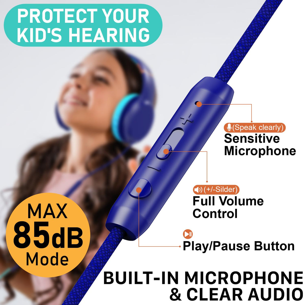 FosPower Headphones with 3.5mm aux cable for versatile connections.