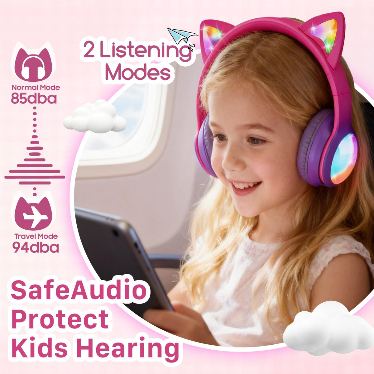 FosPower Kids headphones Bluetooth 5.2 for wireless listening and calls