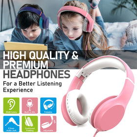 FosPower Kids Headphones built-in mic for seamless calls and learning.