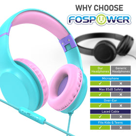 FosPower Kids Headphones collapsible design for easy packing