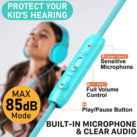 FosPower Kids Headphones inline mic and controls for easy volume and calls