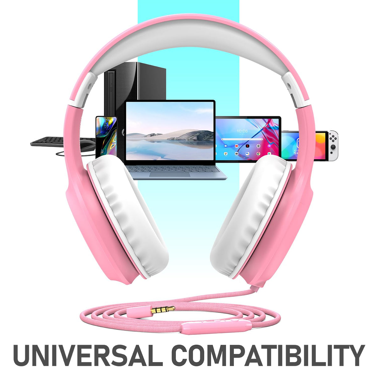 FosPower Kids Headphones on-the-go portability fitting backpacks and bags.