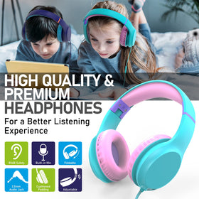 FosPower Kids Headphones with soft ear pads for comfortable long listening sessions