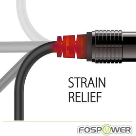 FosPower strain-relief PVC jacket protects cable and allows flexible routing