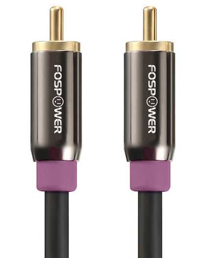 FosPower Subwoofer Cable 15ft with RCA-to-RCA connectors delivering a cleaner signal