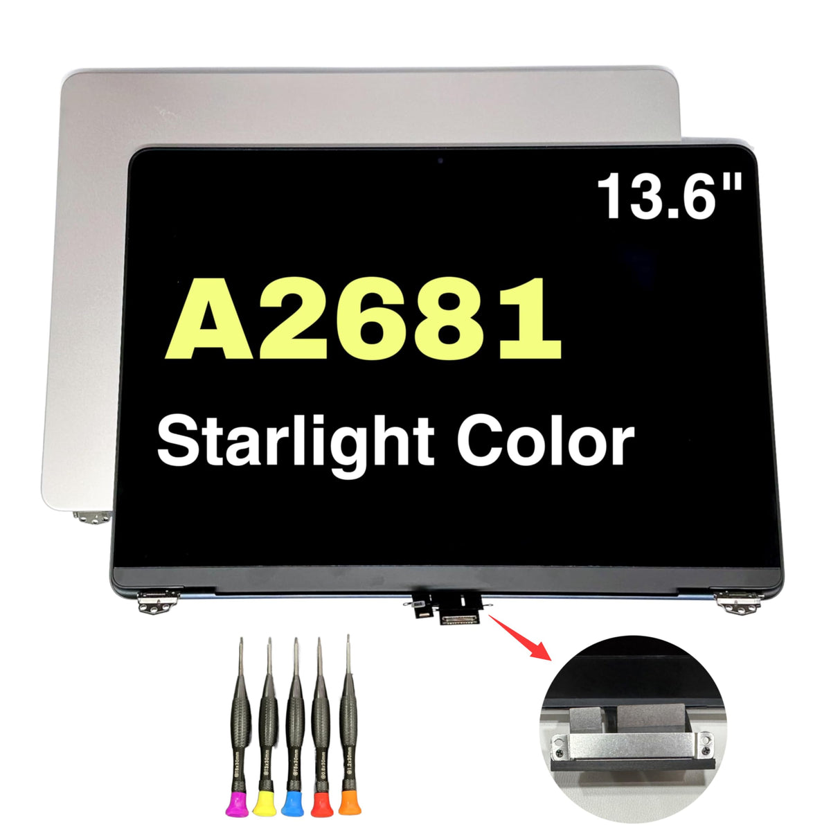 Fotisangea 2681 screen front view in Starlight color for MacBook Air M2, crisp visuals
