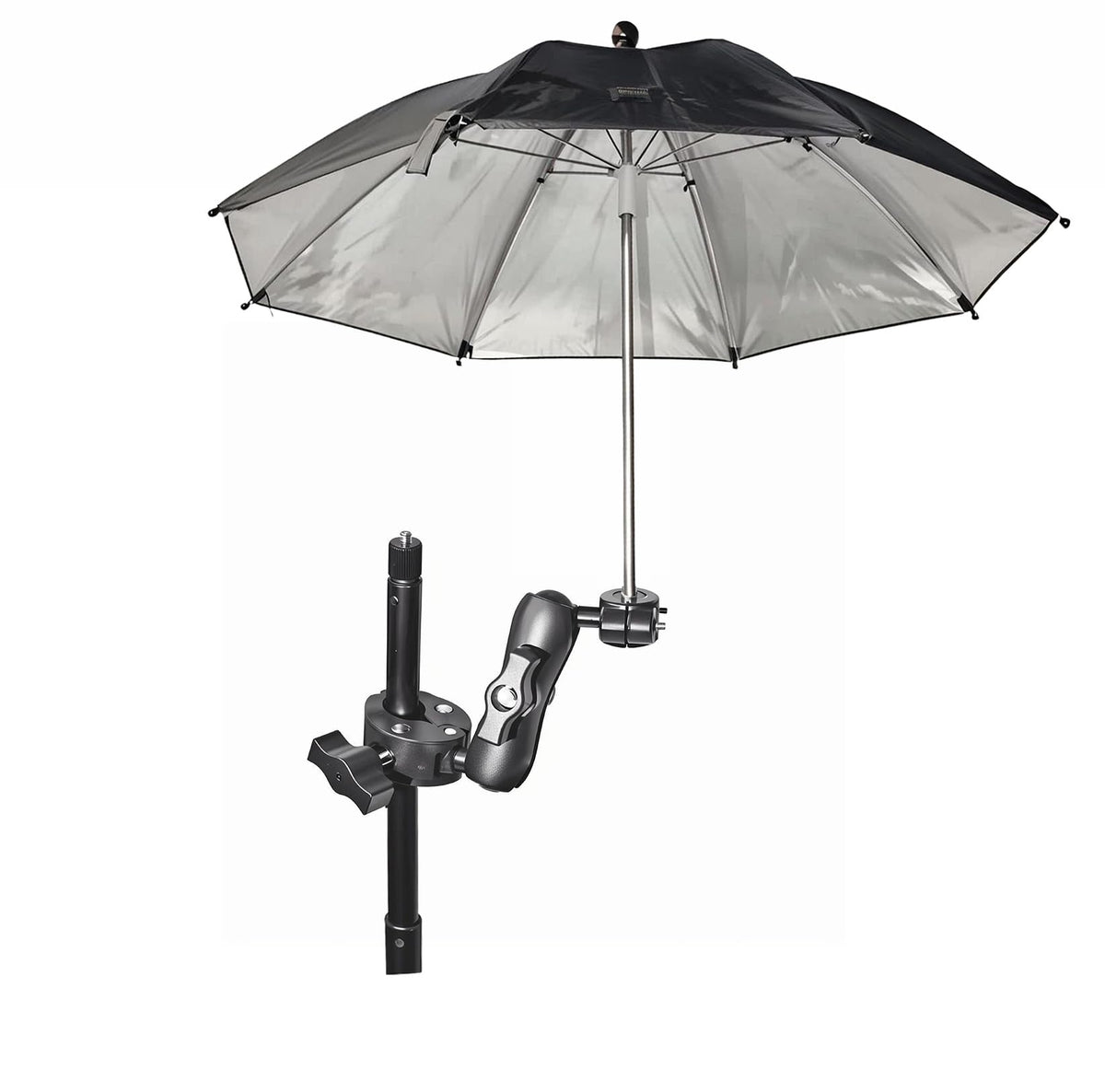 Fotoleey 360° clamp system enables precise angles on most tripods.