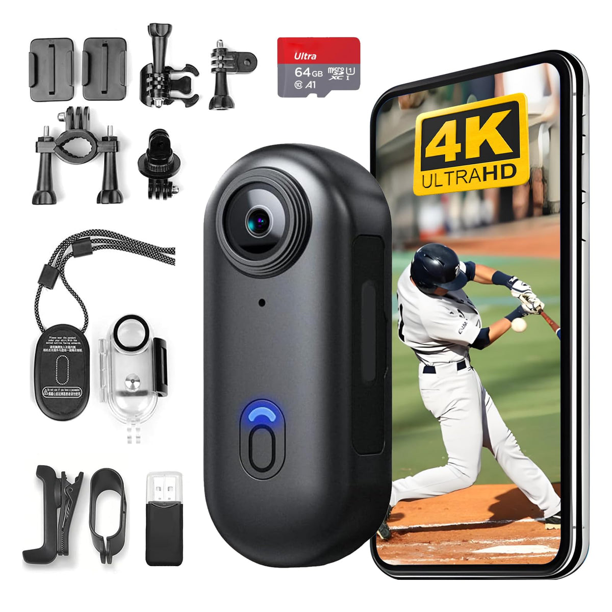 FOUKWAKC H8 4K thumb camera front view for immersive travel footage