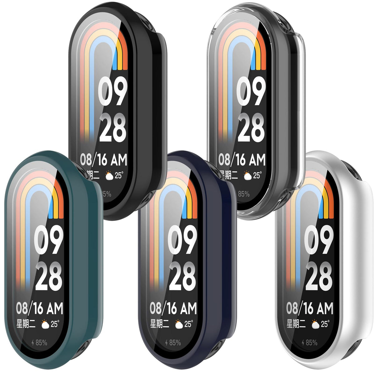 FoundEast front view of case on Xiaomi Mi Band 10 showing protective fit and clarity