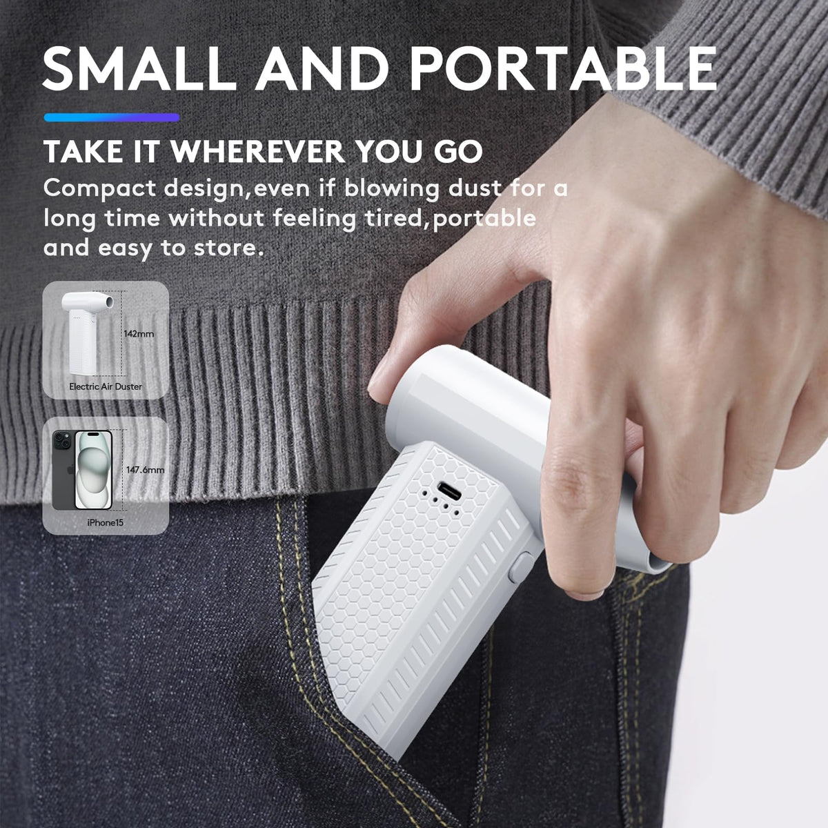 fourq compressed air duster kit side view showing ergonomic design
