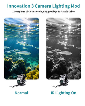 fourq camera lowered into ice fishing hole enabling beneath-ice scouting advantage