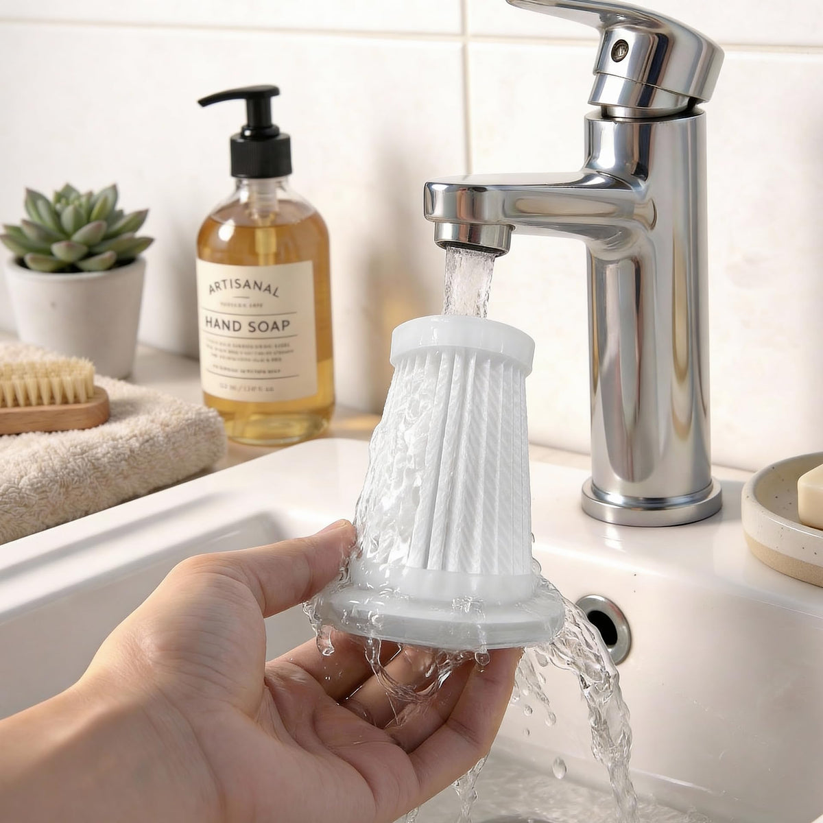 fourq held in hand showing scale and portable cleaning benefit