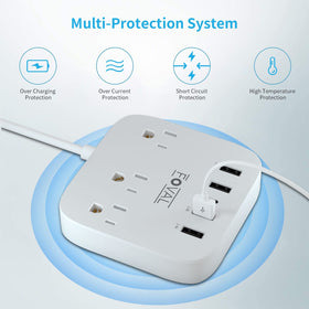 FOVAL 5ft extension cord keeps outlets within reach.
