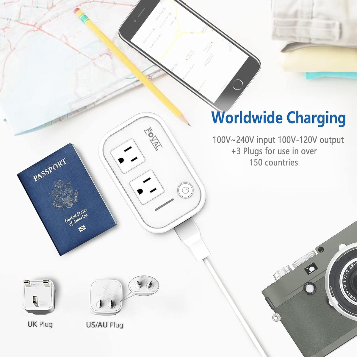 FOVAL size comparison in hand illustrating compact travel-friendly design