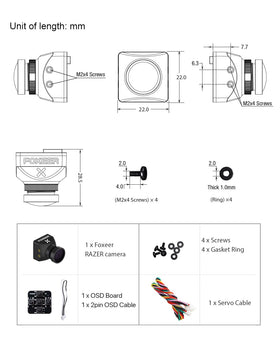 FOXEER Razer Mini connector detail showing servo and 2-pin OSD cable ease