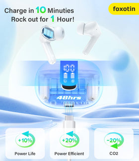 Foxotin Ear Buds with 48h playback case for extended listening.
