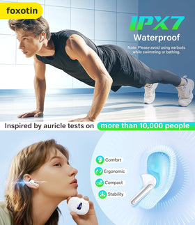 Foxotin Ear Buds are IPX7 waterproof for sweat and rain resistance.