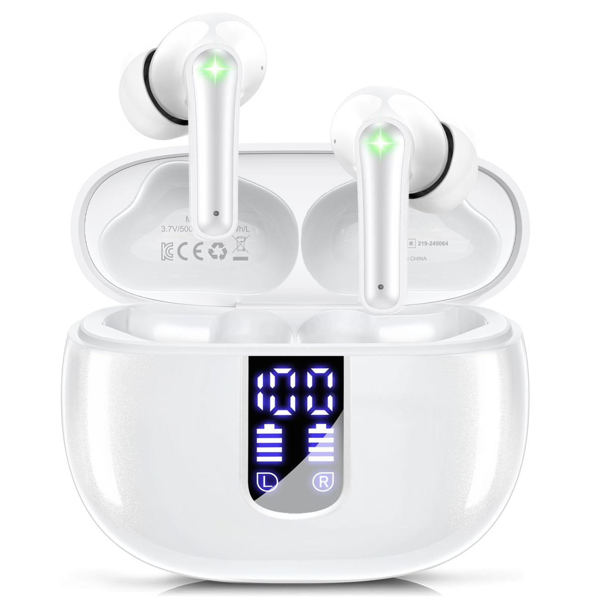 Foxotin Ear Buds with LED display showing battery status during workouts.