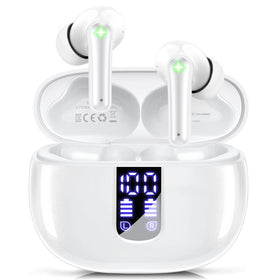 Foxotin Ear Buds with LED display showing battery status during workouts.