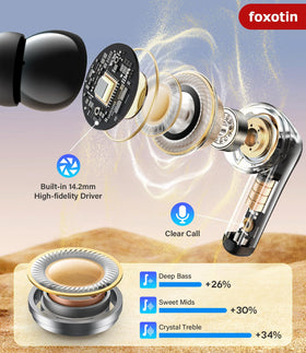 Foxotin Earbuds delivering rich 3D stereo sound and clear HD calls.