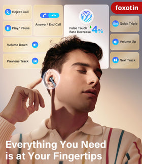 Foxotin Earbuds IPX7 waterproof protection for sweat and rain during workouts.