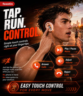 Foxotin Earbuds sport-ready design for gym and outdoor training.