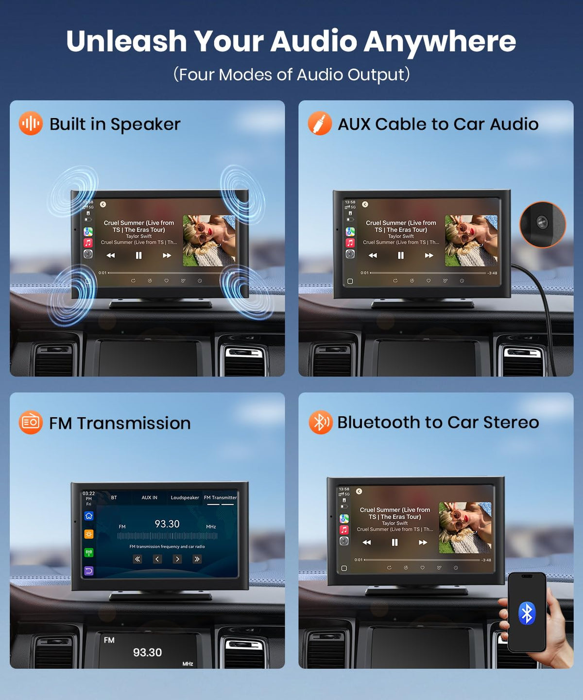 Foxpark screen in a driving lifestyle scene, enabling safer hands-free use