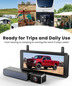 Foxpark Solar backup camera compatible with trucks, SUVs, vans, and trailers