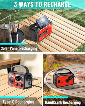 FQBLXY hand crank detail providing manual charging when power is out