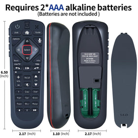 FQOUG remote batteries layout showing two AAA slots.