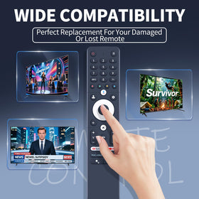 Pairing mode indicator light on the FQOUG remote signals ready connection with Caixun Sansui TV