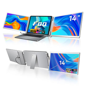 FQQ 14 inch laptop screen extender main unit enabling triple-screen workflow