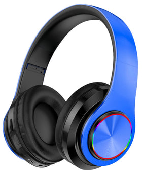Fragolucyou headphones blue with colorful lights for immersive listening on the go