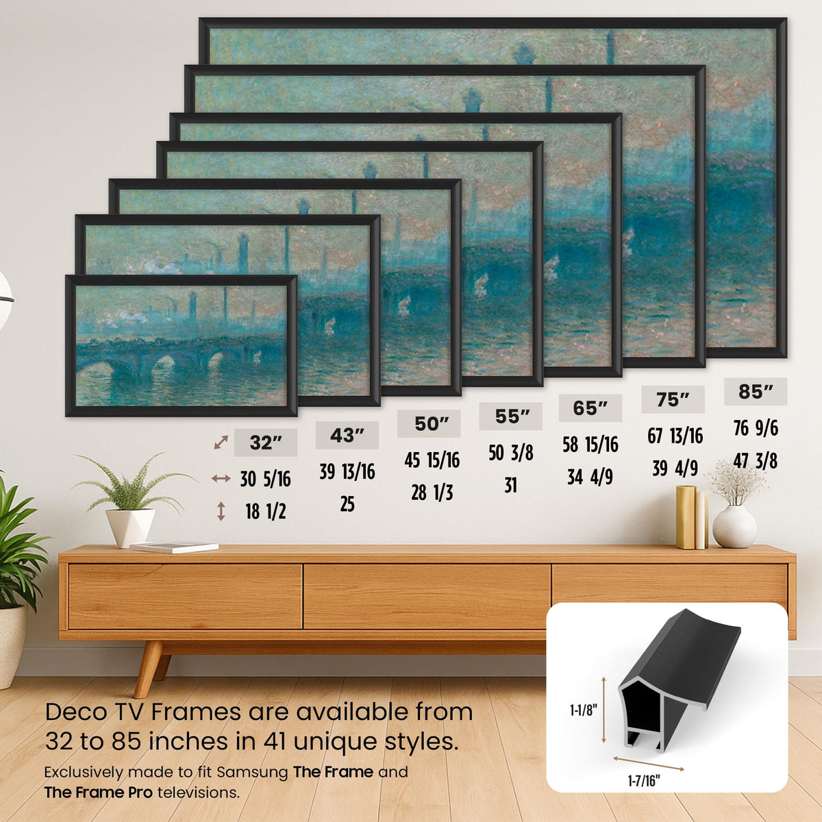 American-made Frame My TV 55-inch frame supports local craftsmanship and warranty