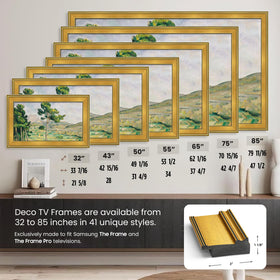 Burnished gold finish on Frame My TV creates depth and warmth