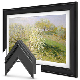Frame My TV Black 43 Premiere Deco frame front view highlighting sleek bezel replacement