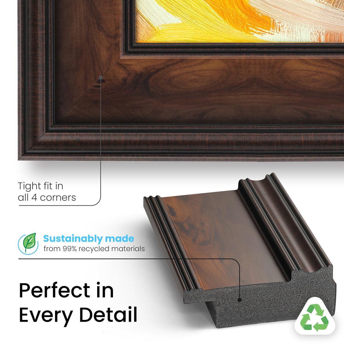 Frame My TV Burlwood 50in decorative edge complements The Frame's art display.