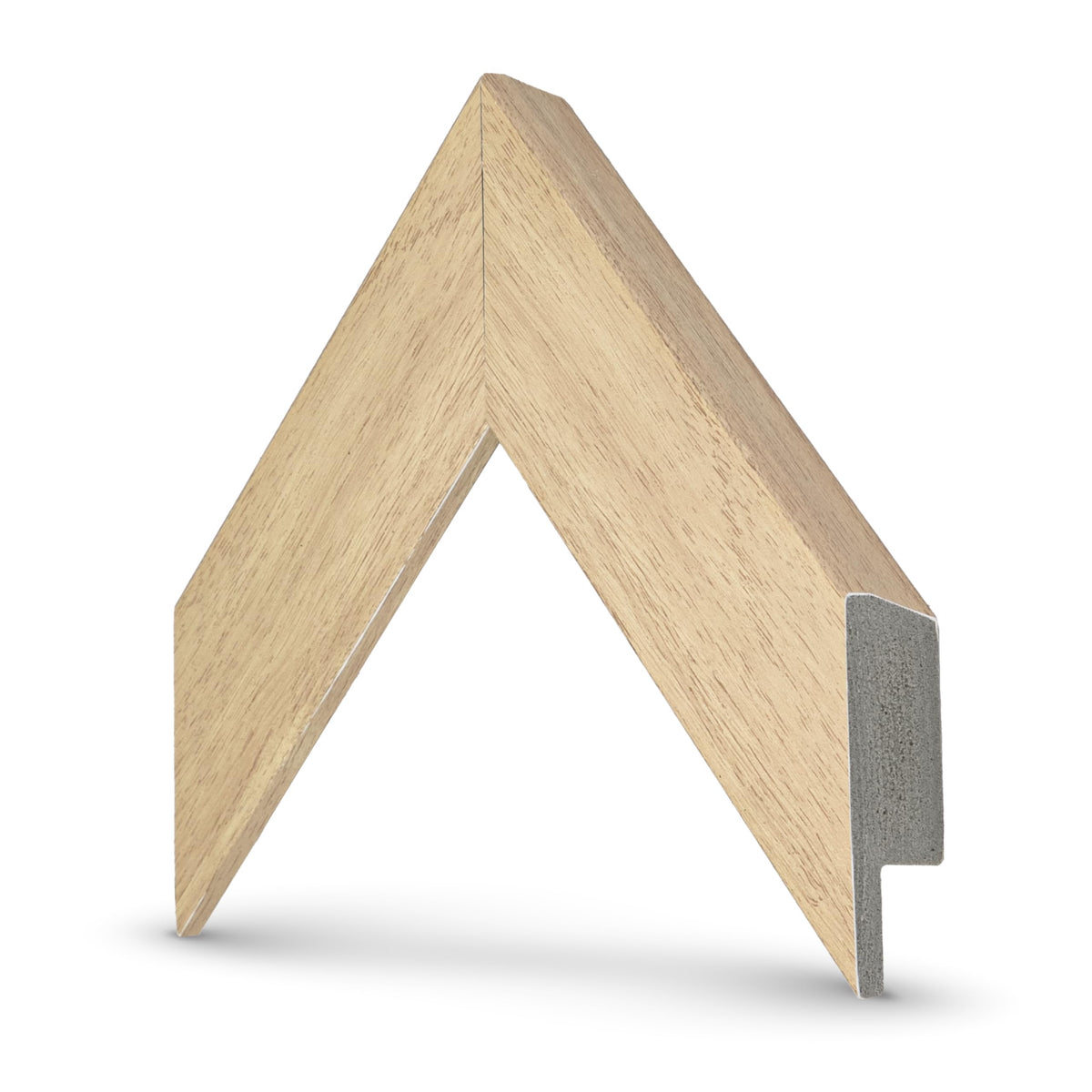 Frame My TV Museum Maple 50-inch frame beveled edge catches ambient light softly