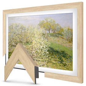 Frame My TV Museum Maple 50-inch frame front view enhances gallery-like display