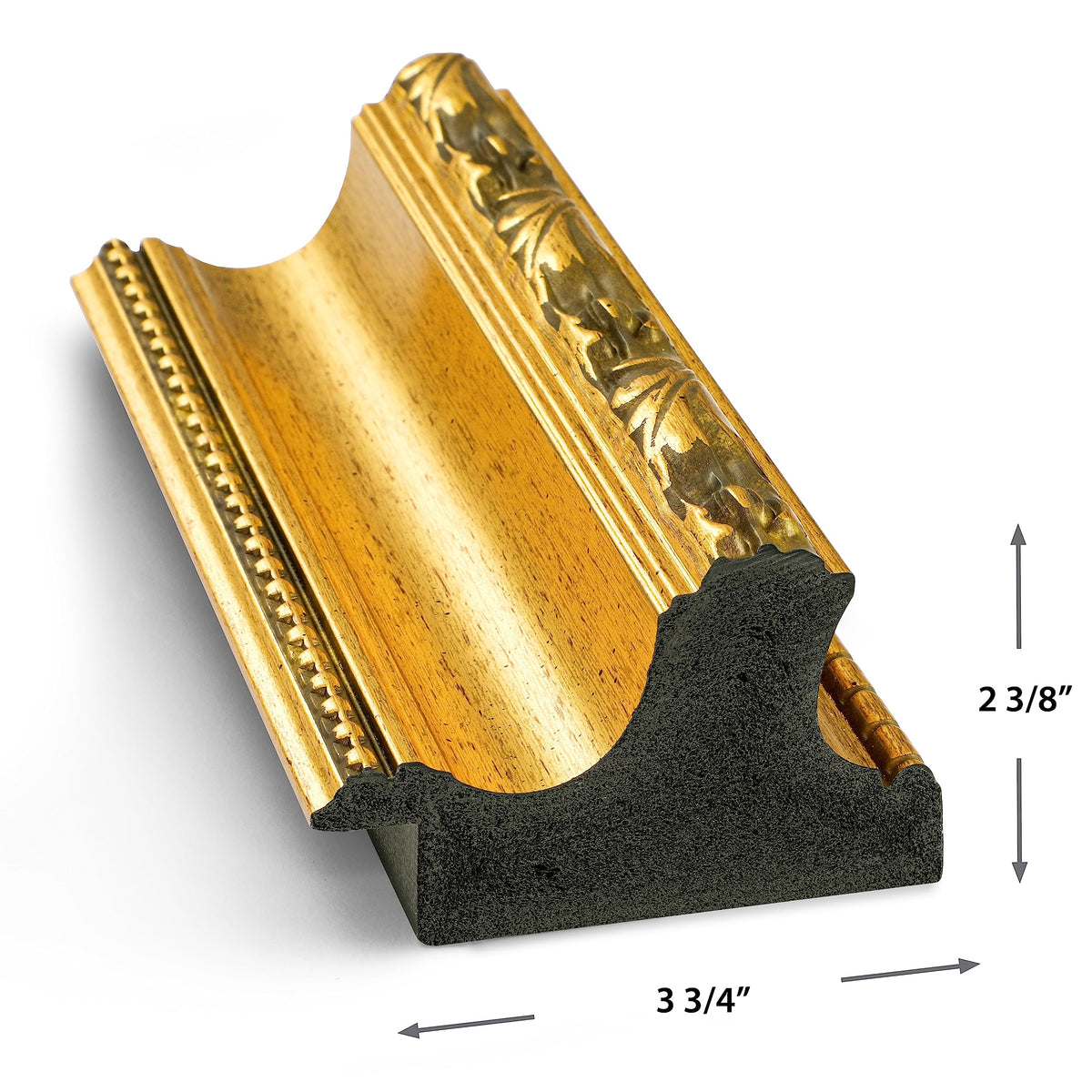 Frame My TV Ornate Gold 65-inch frame scrollwork detail adds elegance.
