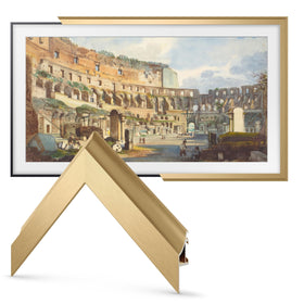 Frame My TV Pale Gold Scoop 75-Inch assembly pack shows easy mounting hardware