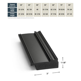 Frame My TV Deco frame supports a wide 32 to 85 inch display range.