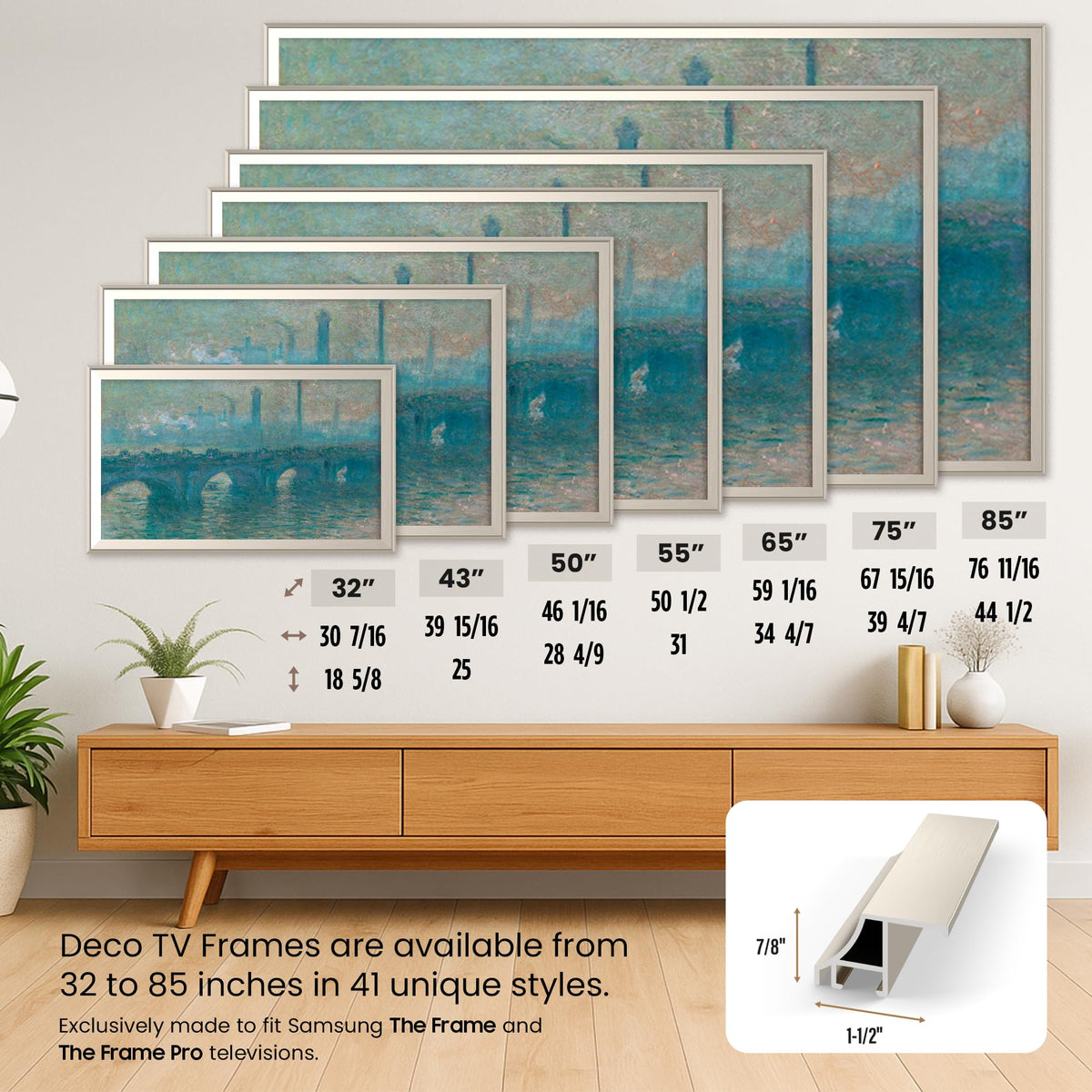 Supports 32 to 85 inch Samsung The Frame TVs