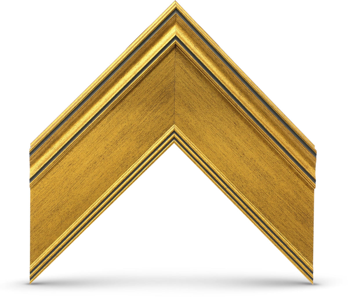 Frame My TV Antique Gold 32 Premiere Deco frame angled shot conveys depth and premium finish.